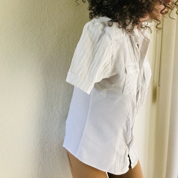 AMATO WEAR Textured White BUTTON-DOWN Short Sleeve SHIRT Size Large - Picture 7 of 12